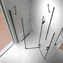 Czarna kabina prysznicowa pięciokątna 80x80 drzwi uchylne KZ10A