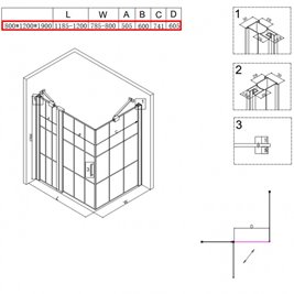 Czarna prostokątna kabina prysznicowa 120x80 drzwi uchylne BS02C