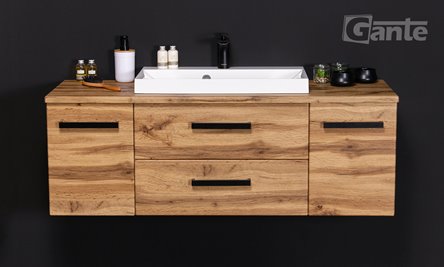 Szafka wisząca z umywalką nablatową 120 cm kolor dąb naturalny 39/2 seria Fokus Loft Gante