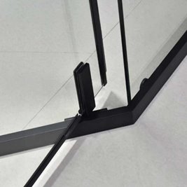 Czarna kabina prysznicowa pięciokątna 80x80 drzwi uchylne KZ4026A