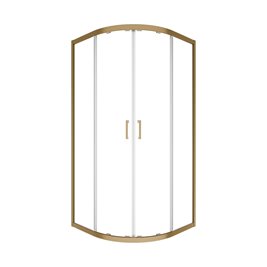 Złota szczotkowana kabina prysznicowa półokrągła szkło przeźroczyste 80x80 cm Modern Besco MPZS-80-190C