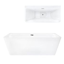Wanna akrylowa, przyścienna wolnostojąca Iseo Corsan 160 cm korek klik-klak chrom
