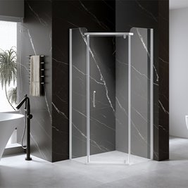 Biała kabina prysznicowa pięciokątna 80x80 drzwi uchylne KZ91A