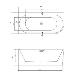 Wanna przyścienna złoty przelew oraz korek narożna lewa 160 cm Mera Hydrosan
