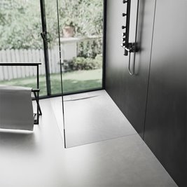 Brodzik kwadratowy biały struktura kamienia smc 90x90 Bazalt White Rea