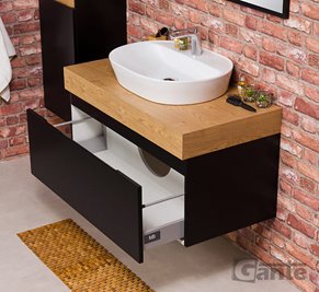 Czarna szafka z blatem i umywalką 100/50 seria Cassini Cz