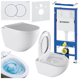 Zestaw podtynkowy stelaż GEBERIT DUOFIX + miska NERO-WH-02 + przycisk DELTA 01 biały