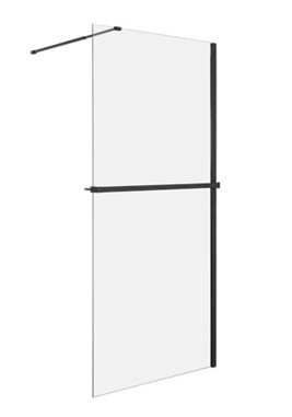 Czarna ścianka prysznicowa z półką na kosmetyki 80 cm Grace BL Kerra