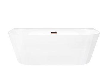 Wanna akrylowa, przyścienna wolnostojąca szeroka krawędź Mono Corsan 170 cm korek klik-klak miedziany