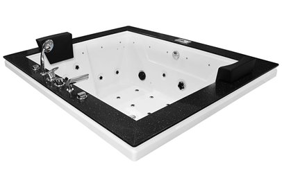 Brązowa prostokątna wanna z hydromasażem 180x150 cm MUS-1089B