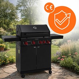 Grill gazowy ZEUS-C kolor czarny ruszt żeliwny moc 14,5 kW + pokrowiec + palnik boczny + LED zdjęcie 19