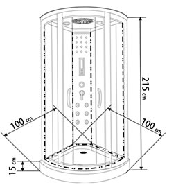 Kabina prysznicowa z hydromasażem niski brodzik białe ściany 100x100