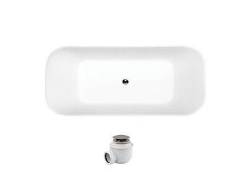 Wanna wolnostojąca z konglomeratu + klik-klak chrom 160 cm Assos Besco WMD-160-A