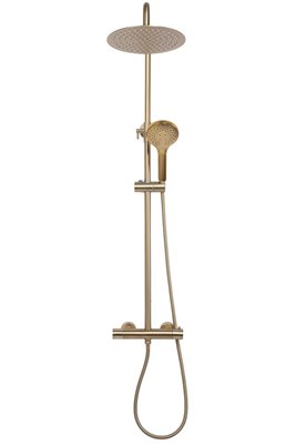 Złoty szczotkowany zestaw prysznicowy termostatem Vincent Rea Gold Brush