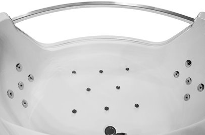 Wanna z hydromasażem narożna 135x135 cm MO-0057 podwójny biały zagłówek