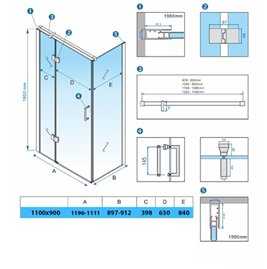 Czarna kabina prysznicowa prostokątna 110x90 drzwi uchylne KZ03B