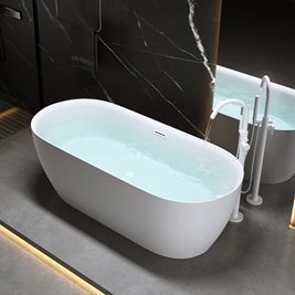Wanna wolnostojąca 150 cm biały korek oraz przelew Cesana Hydrosan