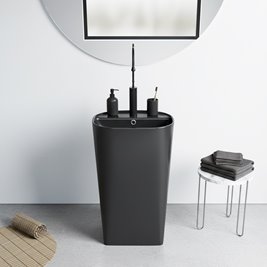 Umywalka wolnostojąca ceramiczna owalna czarny mat 49x37x83 cm CLARO-MTB-490