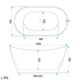 Wanna wolnostojąca 180 cm Ferrano Slim Rea zdjęcie 10