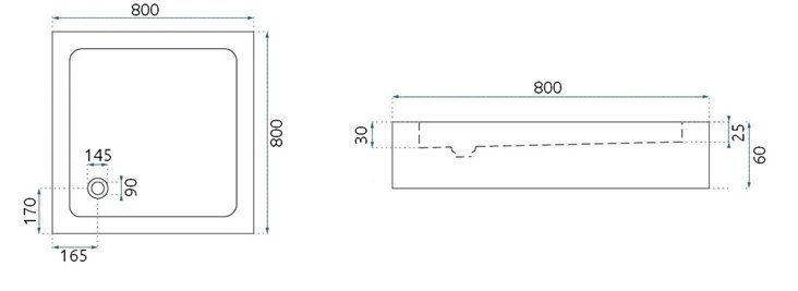 Brodzik kwadratowy 80x80 Perfect Space Rea