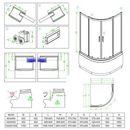 Kabina prysznicowa na głębokim brodziku szkło mrożone 80x80 Maja Hydrosan