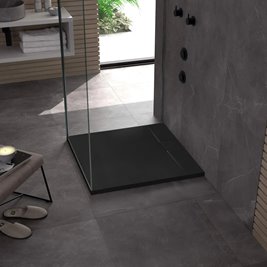 Brodzik kwadratowy czarny struktura kamienia smc 90x90 Bazalt Black Rea