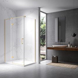 Złota szczotkowana kabina prysznicowa prostokątna otwierana 120x90 drzwi uchylne KZ03C