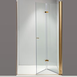 Złote drzwi prysznicowe łamane do wnęki 80 cm SH01A