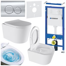 Zestaw podtynkowy stelaż GEBERIT DUOFIX + miska ELITE-WH-03 + przycisk DELTA 20 chrom