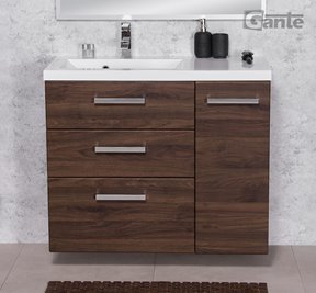 Szafka łazienkowa wisząca z umywalką 90 cm 39/3 Fokus kolor orzech