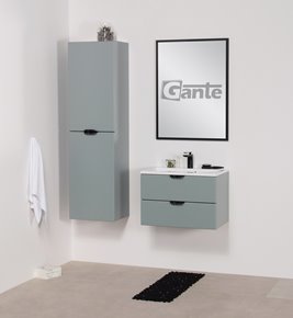 Miętowa szafka łazienkowa wisząca z umywalką czarny uchwyt 60 cm Magnolia