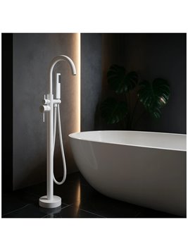 Biały połysk bateria wannowa wolnostojąca Lungo Rea