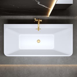 Wanna wolnostojąca złoty szczotkowany przelew oraz korek przyścienna 150 cm Sofia Hydrosan