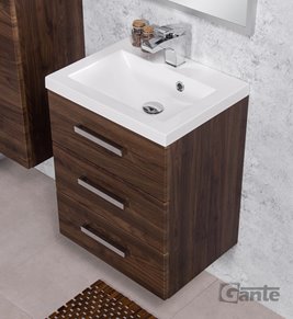 Szafka łazienkowa wisząca z umywalką 50 cm 39/3 Fokus kolor orzech