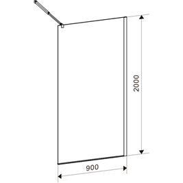 Czarna ścianka prysznicowa 90 cm SH07CB szkło 8mm