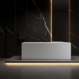 Wanna wolnostojąca prostokątna przelew i korek czarny 150 cm Santa Hydrosan