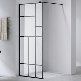 Czarna ścianka prysznicowa 80 cm SH05B szkło 8mm