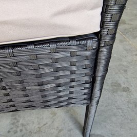 Zestaw mebli ogrodowych z technorattanu sofa, stół, krzesła, pufy Manas