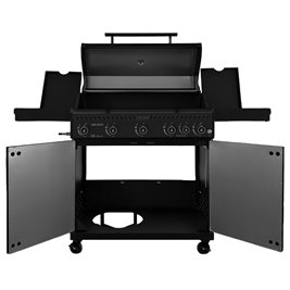 Grill gazowy ZEUS-D kolor czarny ruszt żeliwny moc 17,5 kW + pokrowiec + palnik boczny + LED zdjęcie 10