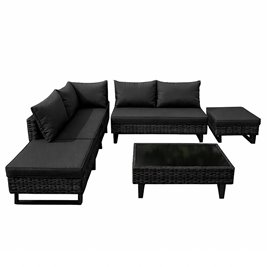 Zestaw mebli ogrodowych z technorattanu narożnik tarasowy Lime czarny zdjęcie 3