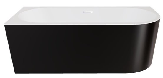 Wanna przyścienna czarno-biała narożna lewa syfon z przelewem biały 170 cm Zoya B&W Besco WAS-170ZBLB