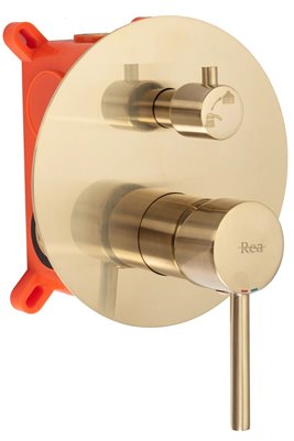 Złoty szczotkowany zestaw prysznicowy podtynkowy Lungo Rea Gold Brush