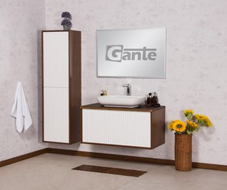 Szafka łazienkowa wisząca z umywalką dąb wenge/biały mat 100 cm Venus Gante