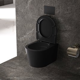 Czarna matowa miska wc wisząca Rimless Elite Tornado ELITE-MTB-03 Hydrosan
