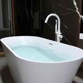 Wanna wolnostojąca biała przelew oraz korek biały 160 cm Lizbona Hydrosan