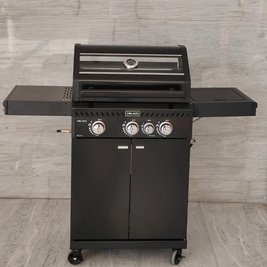 Grill gazowy ZEUS-B kolor czarny ruszt żeliwny moc 11,5 kW + pokrowiec + palnik boczny
