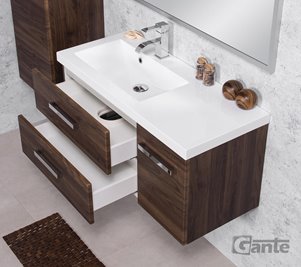 Szafka łazienkowa wisząca z umywalką 90 cm 39/2 Fokus kolor orzech