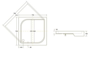 Brodzik kwadratowy 70x70 cm BKB002/Q