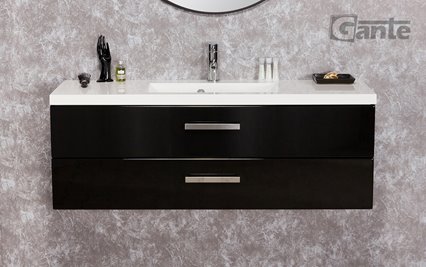 Czarna szafka wisząca z umywalką 120 cm Clever seria Fokus C