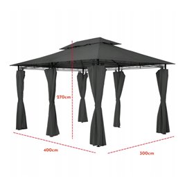 Pawilon ogrodowy KING 400x300 cm z moskitierą szary